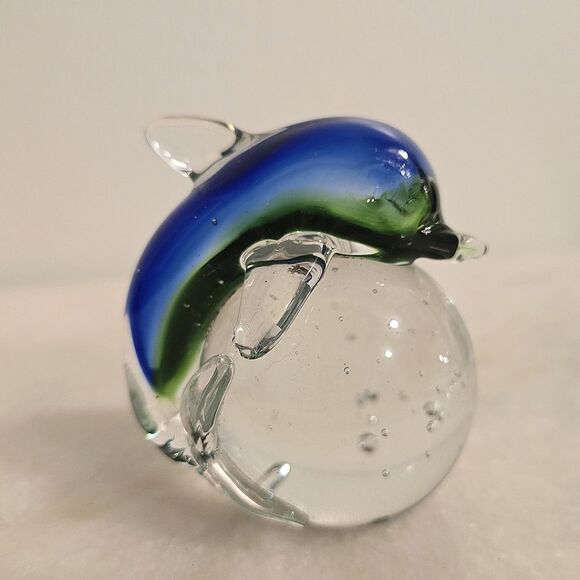 Hand blown art glass dolphin paperweight - Picture 3 of 8
